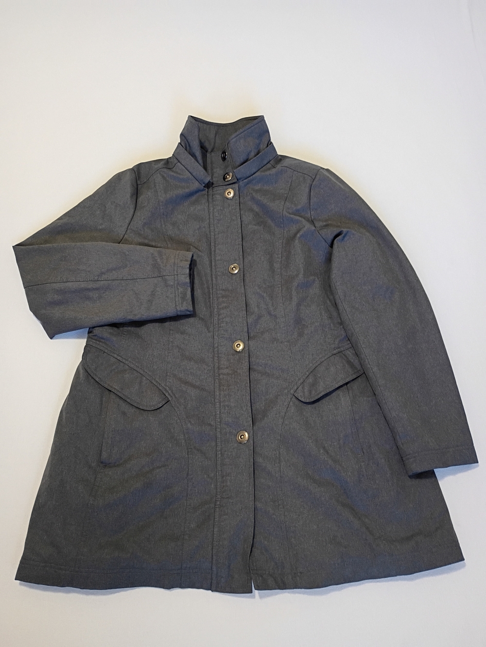 Kristen Blake Women's Gray Tech Rain Jacket Parka Trench Coat Insulated Size XL